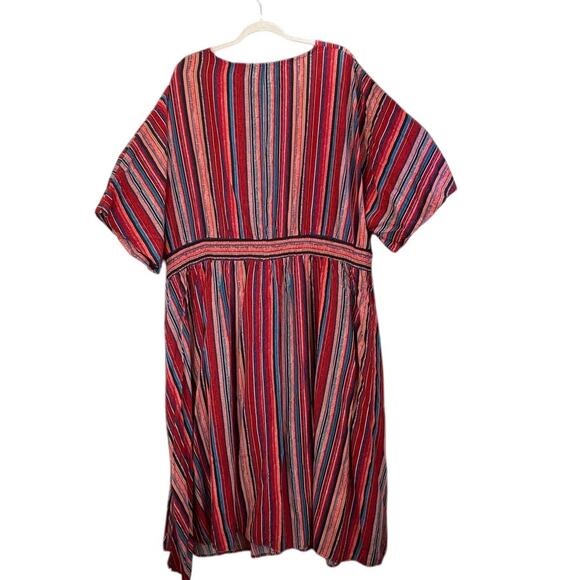 BloomChic Womens 30/6X Red Mult-Color V Neck/SlitsPockets Boho/Office WearDress - Picture 2 of 7